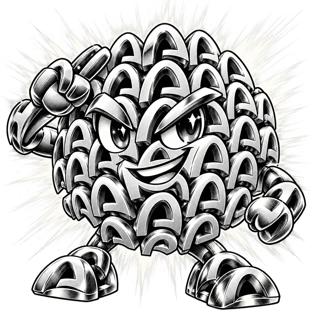 Chrome-ink rendering of the ARC character, fist raised, cape caught in imaginary wind, haloed by radiating speed lines